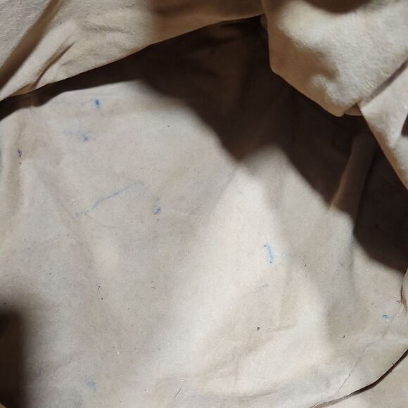 Vintage RARE Brio Taupe/Olive Knit Camel Leather Drawstring Bucket Satchel - Picture 13 of 16